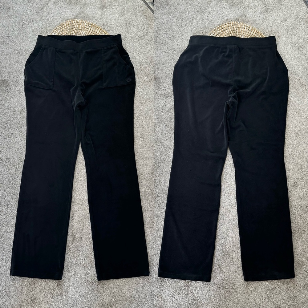 Juicy by Juicy Couture Velour Pull On Pants Straight Leg High Rise in Black 1X